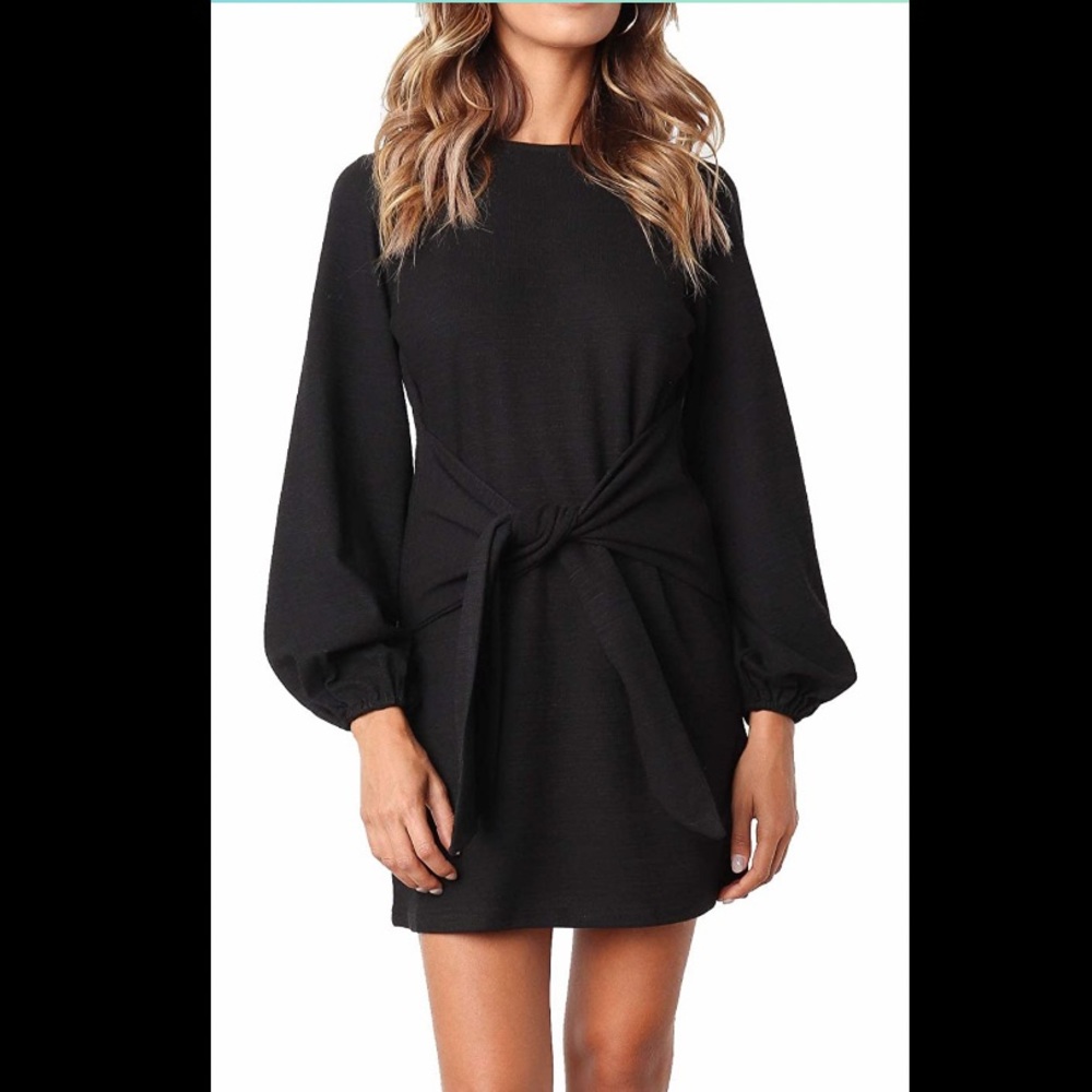 Tie Waist Black Dress